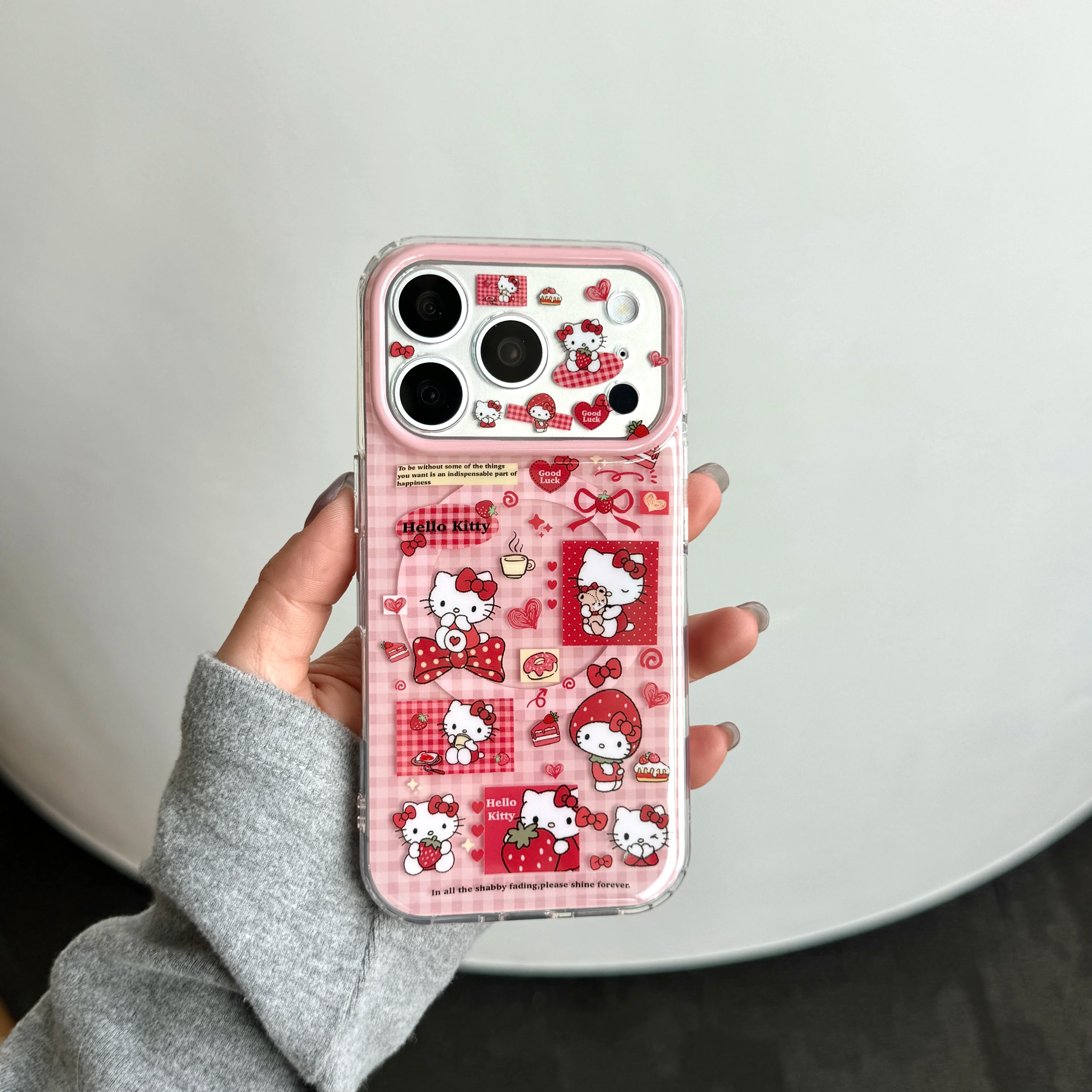 Strawberry Hello Kitty Magnetic Phone Case – Full Coverage Shockproof Protective Cover for iPhone 14, 15, 16 & 17 Pro / Pro Max