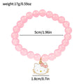 Hello Kitty Pink Glass Beaded Bracelet - Cute Cat Charm Pendant, Elastic Crystal Beads, Kawaii Jewelry Gift for Girls & Fans