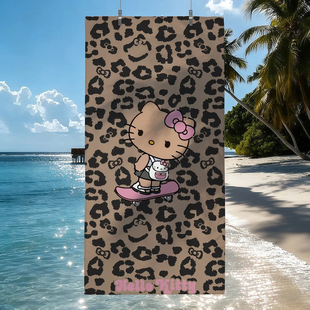 Sa H-HelloK-Kitty Leopard DarkSkinned Hottie Quick Drying Beach Towels Are Suitable For Swimming Pools Camping Yoga And The Gym
