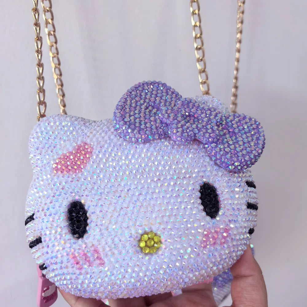 Hello Kitty Rhinestone Bling Leather Mini Bag – Cute Organizer for Earphones, Cables & Small Accessories