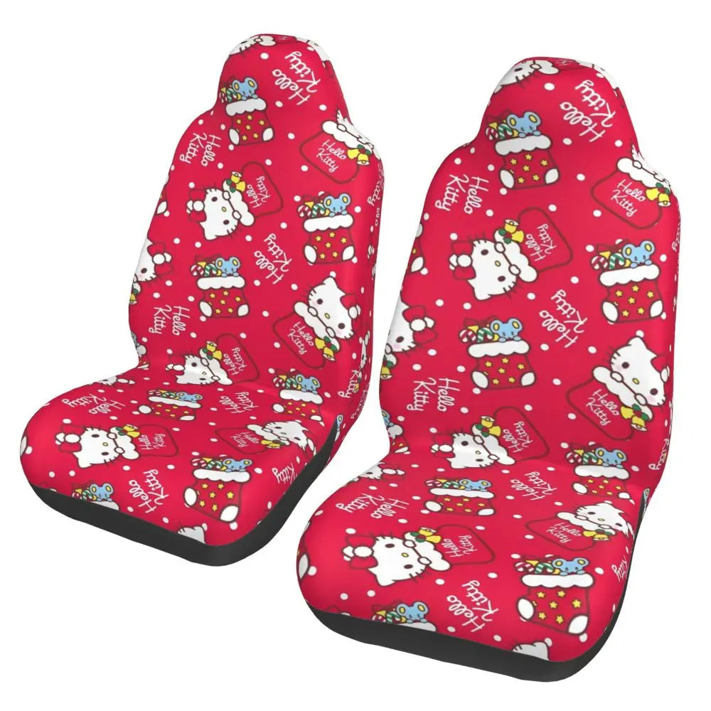 Hello Kitty Pink Leopard Car Seat Cover – Universal Four Seasons Seat Protector Cushion for Cars