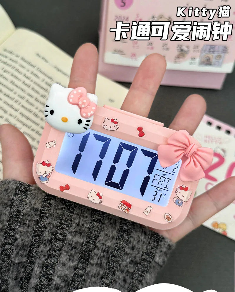 Hello Kitty Mini Night Light Alarm Clock Cute Timer Multi Functional Portable Desk Clock Birthday Gift Holiday Gift