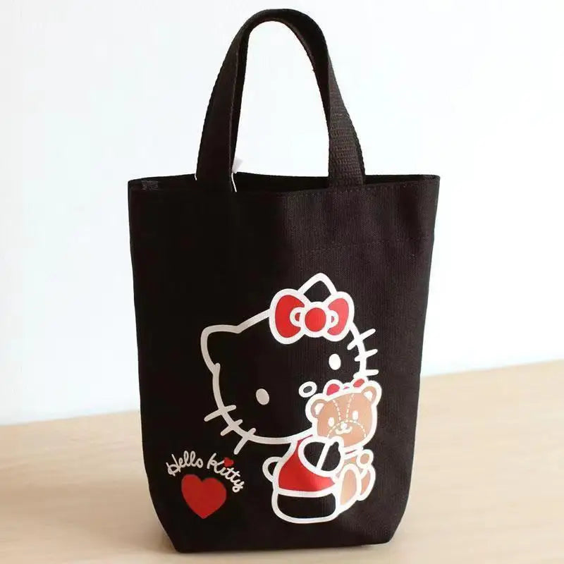 Sanrio Kitty Bucket Bag Portable Handbag Canvas Bag Cute Lunch Bag Handbag
