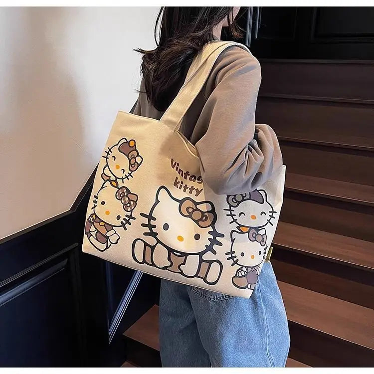 Hello Kitty Handbag Cute Cartoon Versatile Large Capacity Handbag Women Supplies Desktop Accessories Student Gift Wholesale