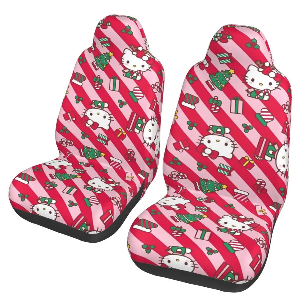 Hello Kitty Pink Leopard Car Seat Cover – Universal Four Seasons Seat Protector Cushion for Cars