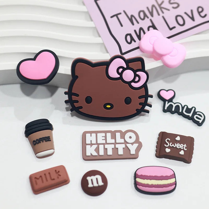 Beach Style Hello Kitty Shoe Charms Set – Cute Bow Sandal Accessories for Clogs & DIY Shoe Decoration