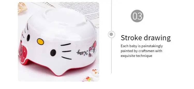 Kitty Unbreakable Kids Bowl with Large Capacity BPA-Free Dishwasher Safe Heat-Resistant Melamine Baby Tableware for Kids Adults