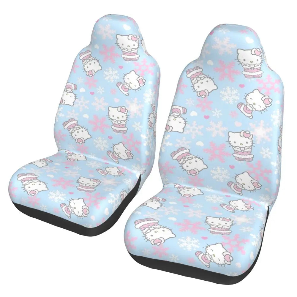 Hello Kitty Pink Leopard Car Seat Cover – Universal Four Seasons Seat Protector Cushion for Cars