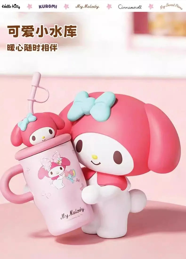 Anime Sanrio Hello Kitty Thermos Cup Cinnamoroll Girls Gift Cute Large Capacity Sippy Cup Cartoon Kawaii Lovely Student 2026