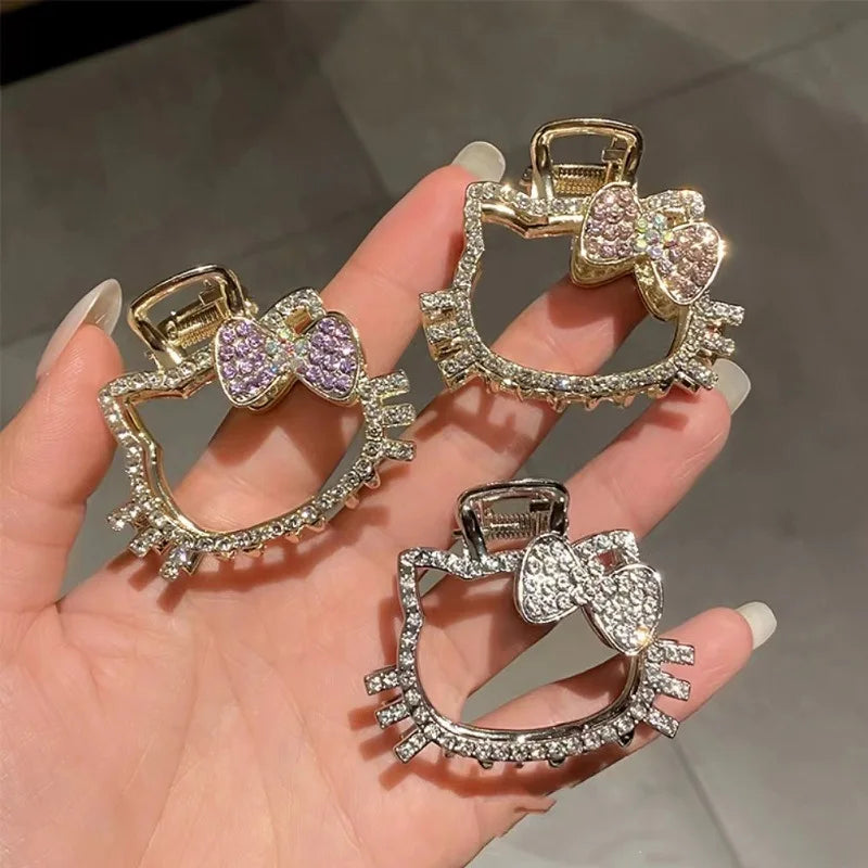 Hello Kitty Crystal Shark Hair Clip – Sparkling Rhinestone Hair Claw for Women & Girls