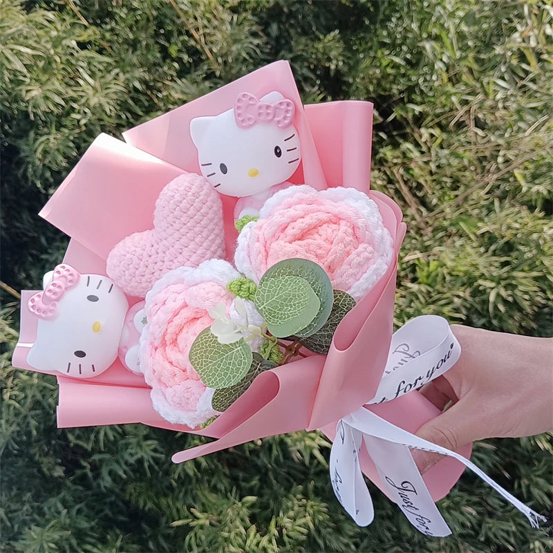 Hello Kitty Cartoon Plush Bouquet – Rose Flower Doll Arrangement for Home Decor & Gift (Valentine’s, Christmas & Wedding)