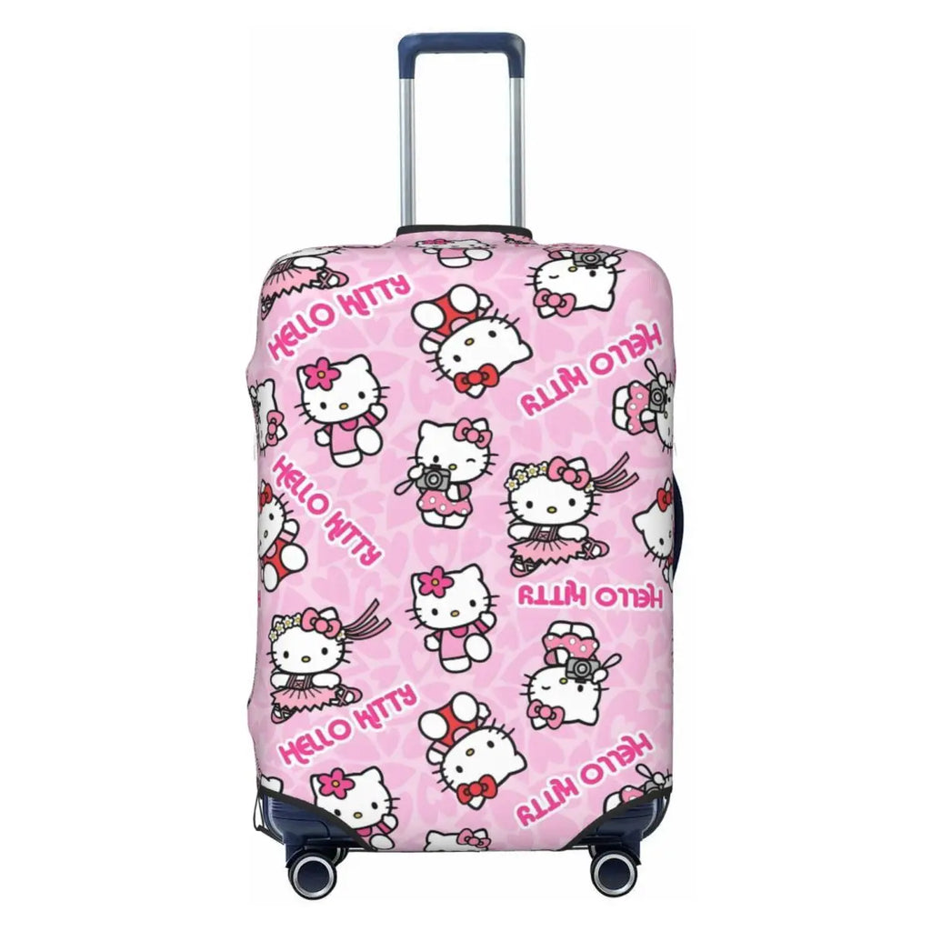 Custom Girls Kitten Classical Printing Luggage Cover Elastic Cute KT Cat Travel Suitcase Protective Covers Fits 18-32 Inch