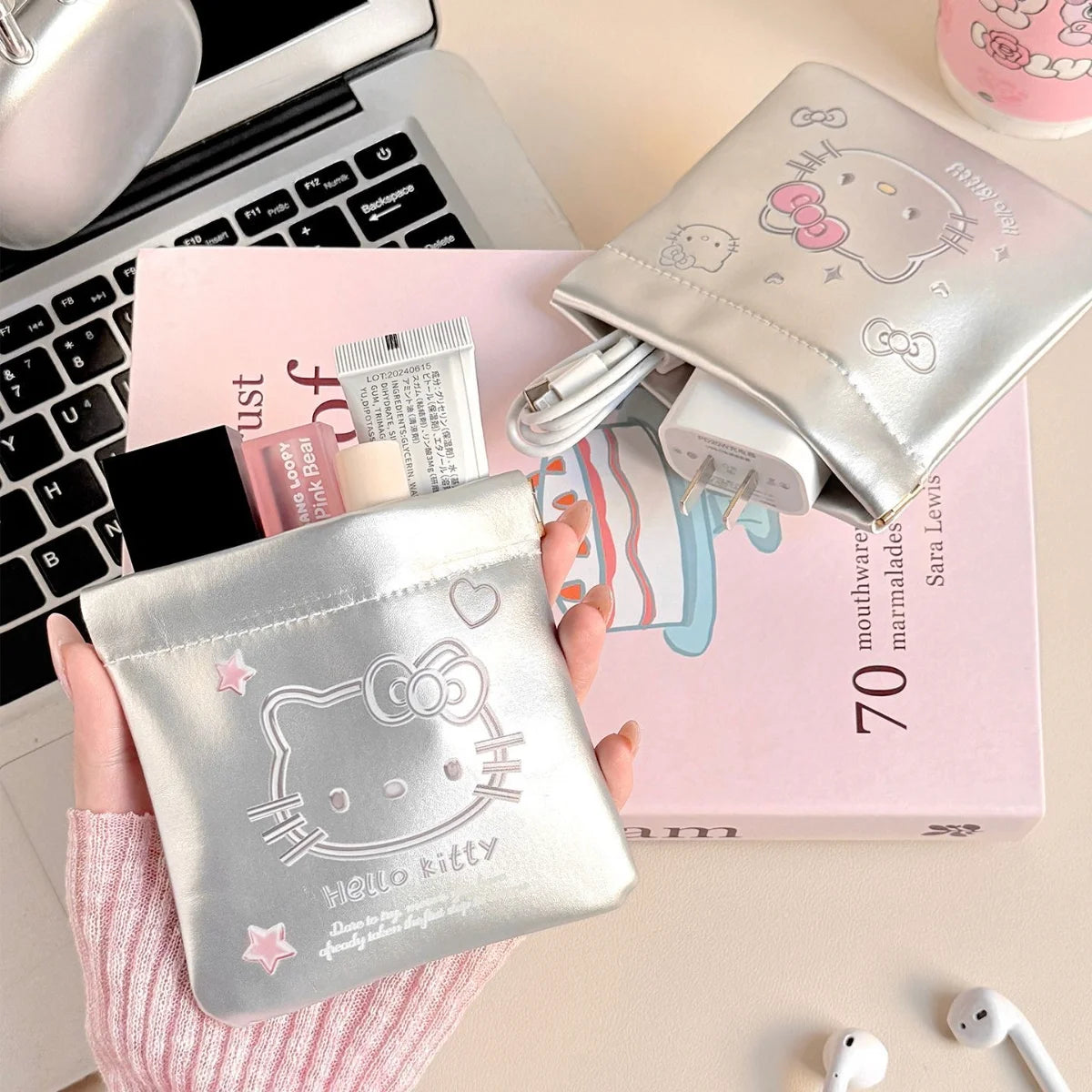 Hello Kitty Organizer Pouch – Portable Makeup, Earphone & Travel Storage Bag