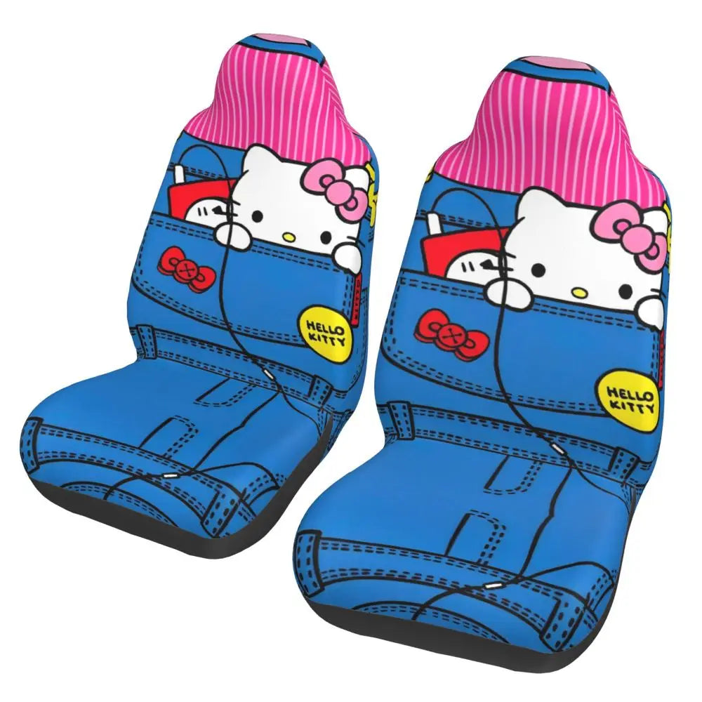Hello Kitty Pink Leopard Car Seat Cover – Universal Four Seasons Seat Protector Cushion for Cars