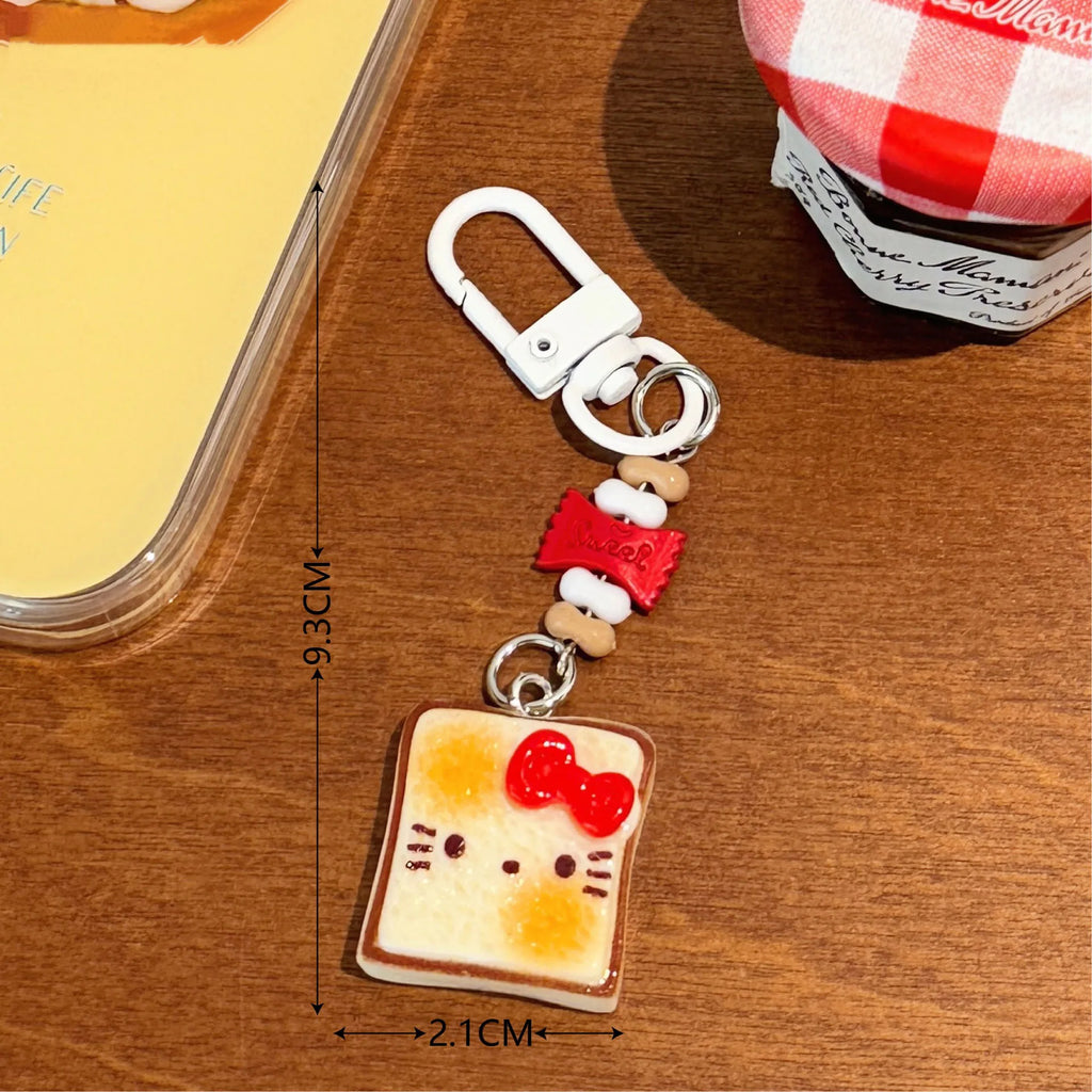 Hot Cute and Creative Toast-Shaped Cat Keychain Pendant Backpack Decoration Small Hanging Ornament Cat Keychain @