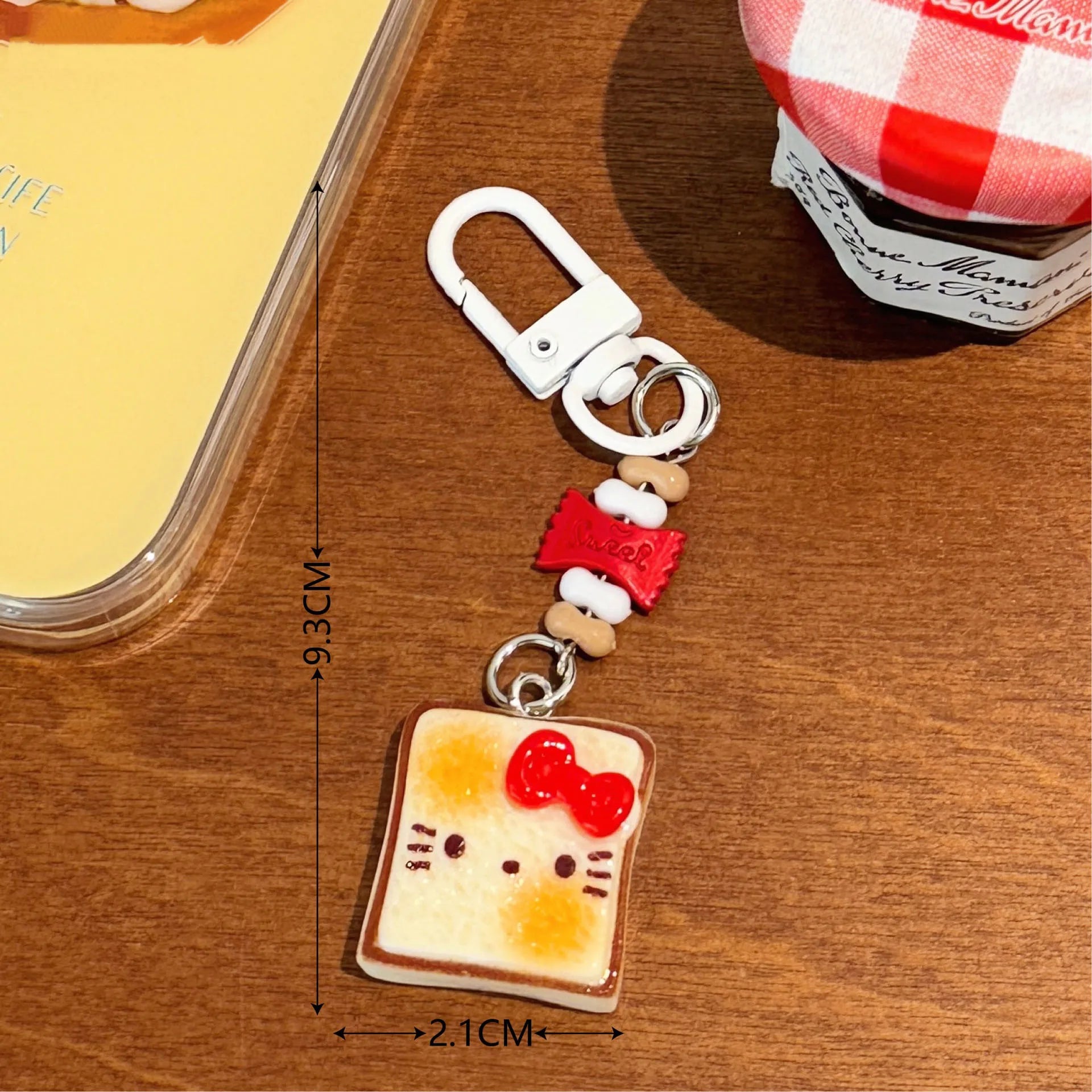 Hot Cute and Creative Toast-Shaped Cat Keychain Pendant Backpack Decoration Small Hanging Ornament Cat Keychain @