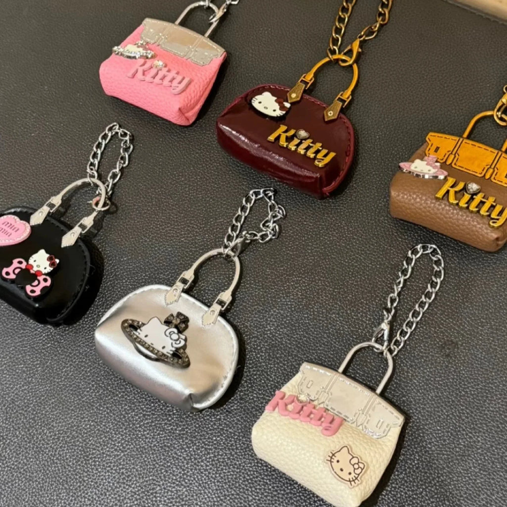Hello Kitty Pendant Bag Charm – Cute Metal Keychain Accessory with Fashion Chain for Bags & Keys