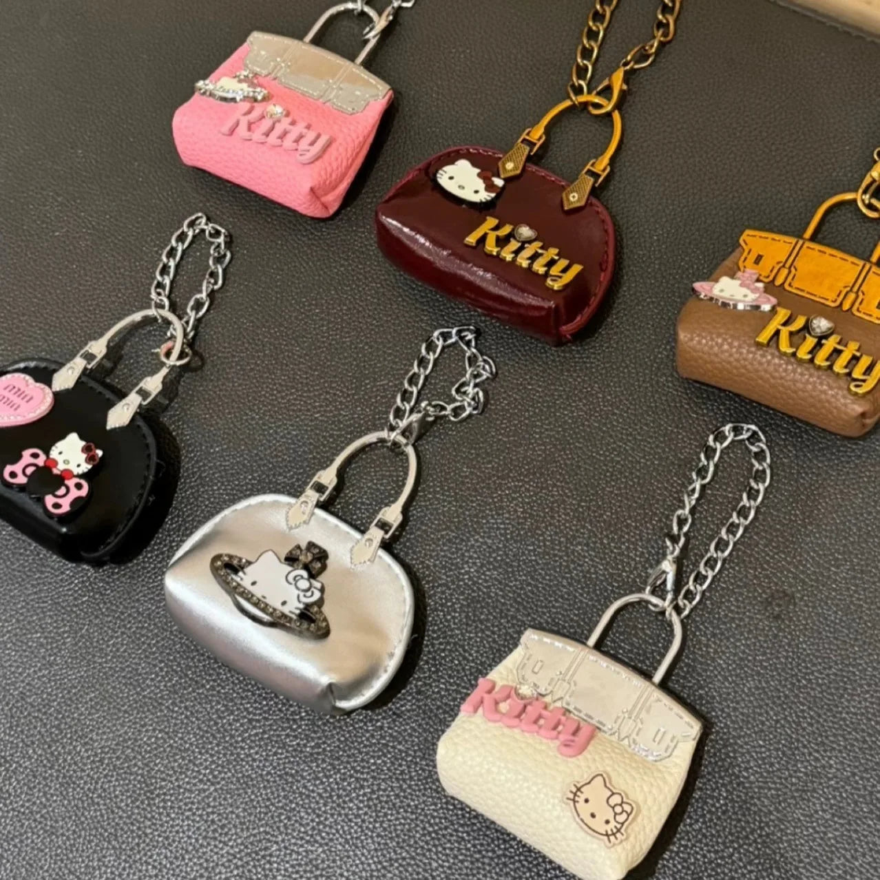 Hello Kitty Pendant Bag Charm – Cute Metal Keychain Accessory with Fashion Chain for Bags & Keys
