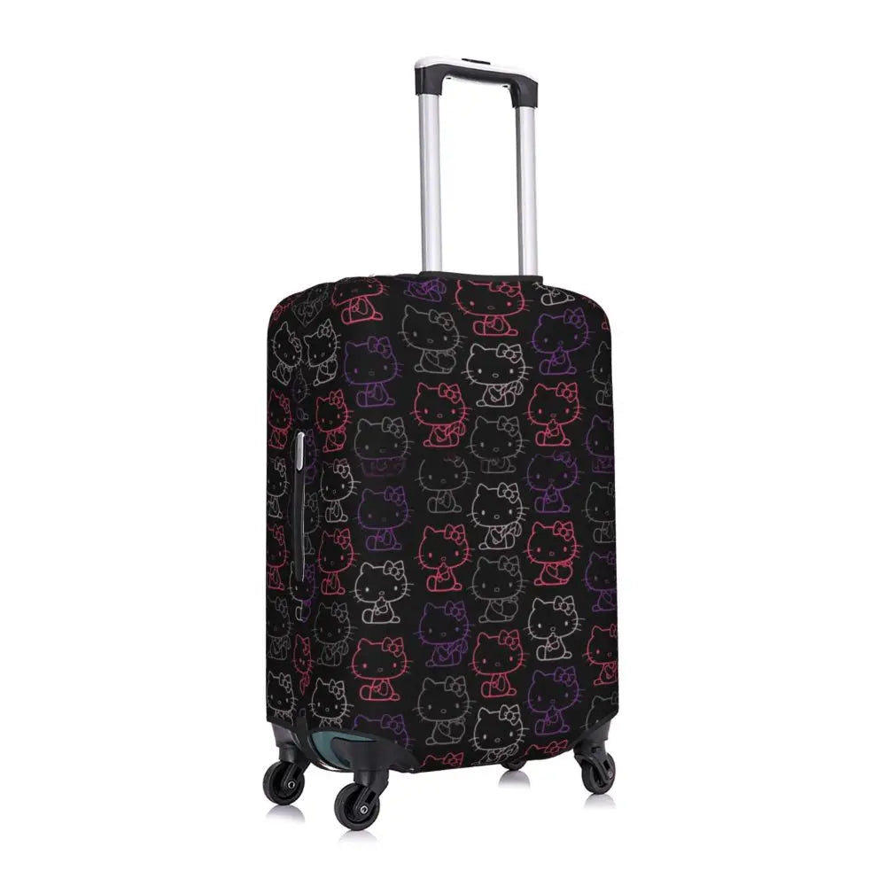 Custom Girls Kitten Classical Printing Luggage Cover Elastic Cute KT Cat Travel Suitcase Protective Covers Fits 18-32 Inch