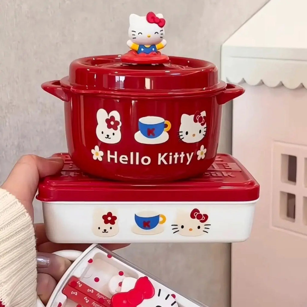 Hello Kitty Anime Lunch Box & Instant Noodle Bowl – PP Microwave-Safe Large Capacity Portable Food Container