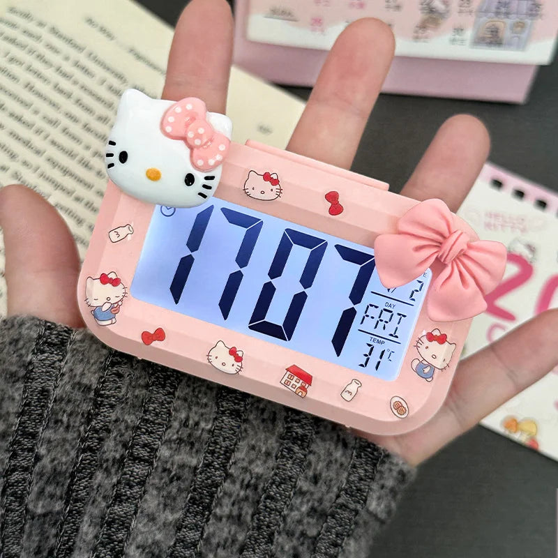 Hello Kitty Mini Night Light Alarm Clock Cute Timer Multi Functional Portable Desk Clock Birthday Gift Holiday Gift