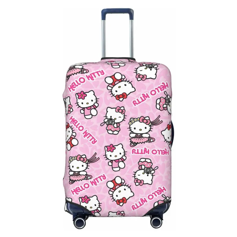 Custom Girls Kitten Classical Printing Luggage Cover Elastic Cute KT Cat Travel Suitcase Protective Covers Fits 18-32 Inch