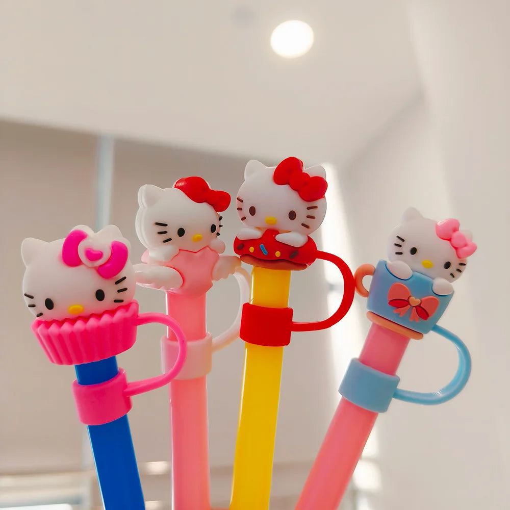 10mm Straw Cap Hello Kitty Straw Cover Water Cup Dustproof Straw Cover Food Grade Recyclable Y2k Fashion Toy Anime Cartoon Frind