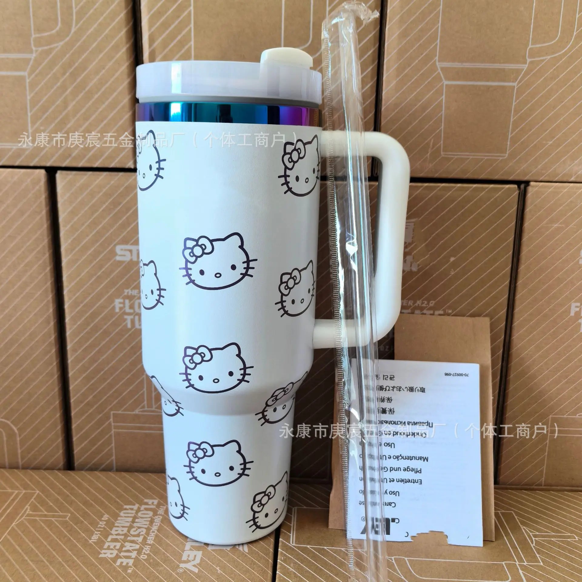 Hello Kitty Thermal Cup with Handle – Large Capacity Insulated Car Tumbler – Stainless Steel Ice Cup Water Bottle Mug for Girls Daily Outdoor Use