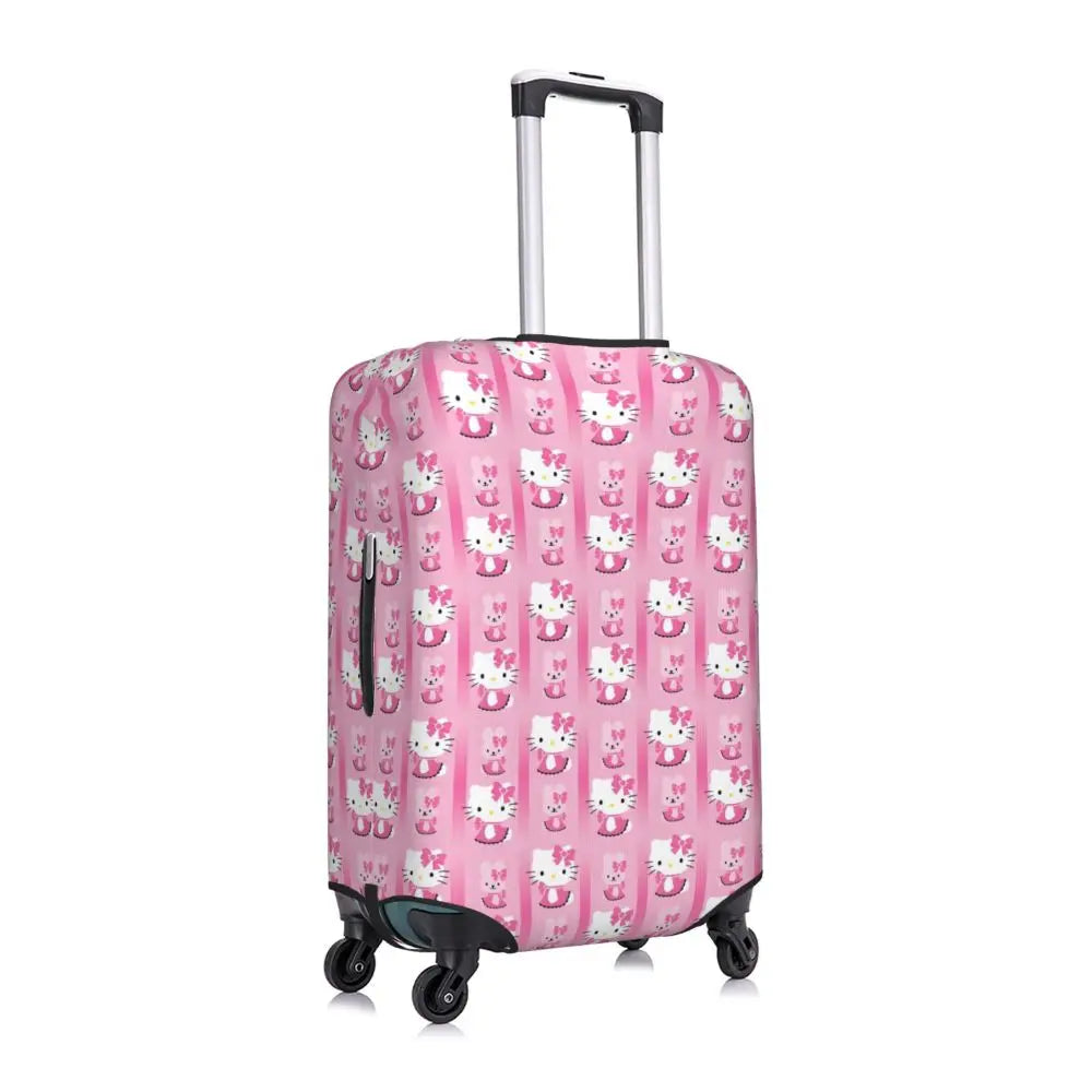 Custom Girls Kitten Classical Printing Luggage Cover Elastic Cute KT Cat Travel Suitcase Protective Covers Fits 18-32 Inch