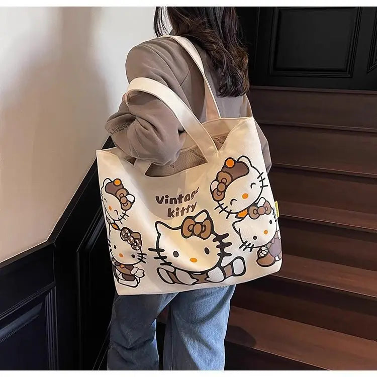Hello Kitty Handbag Cute Cartoon Versatile Large Capacity Handbag Women Supplies Desktop Accessories Student Gift Wholesale
