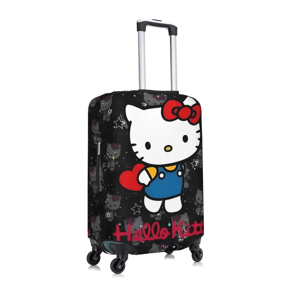 Custom Girls Kitten Classical Printing Luggage Cover Elastic Cute KT Cat Travel Suitcase Protective Covers Fits 18-32 Inch