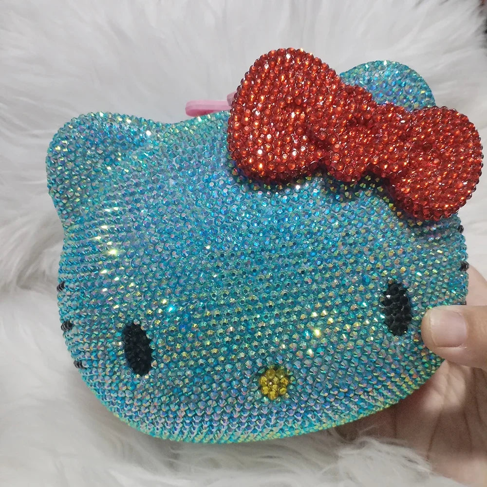 Hello Kitty Rhinestone Bling Leather Mini Bag – Cute Organizer for Earphones, Cables & Small Accessories