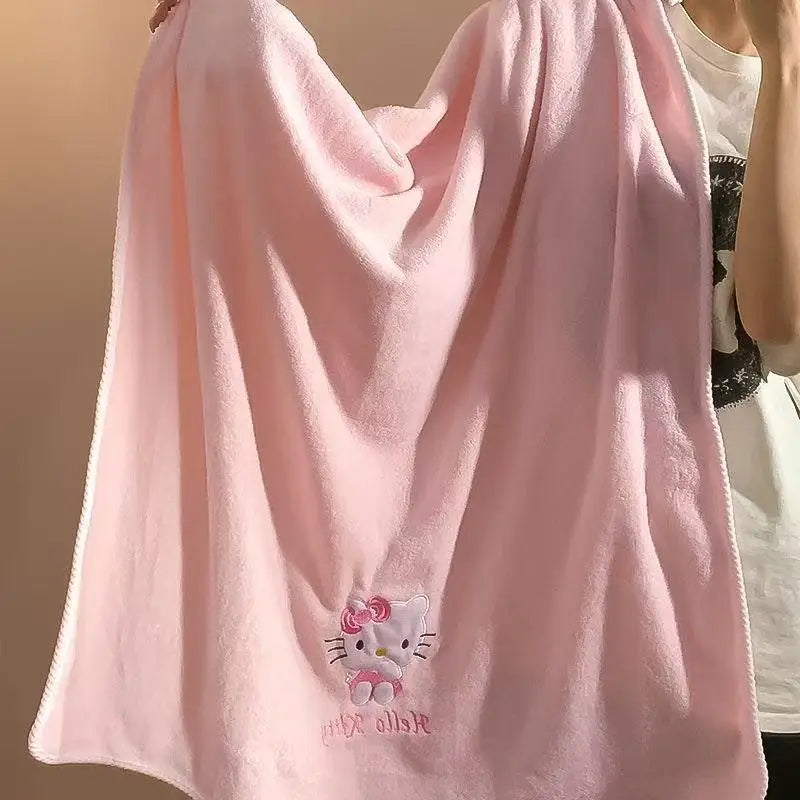 Bath Towel Sanrio Hello Kitty My Melody Ultra Soft Coral Fleece Absorbent Quick Dry 2 Piece Set For Home Use Cute Kawaii