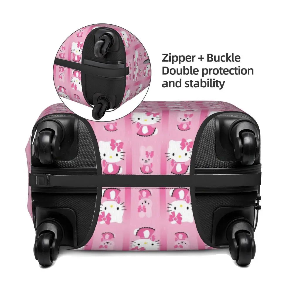 Custom Girls Kitten Classical Printing Luggage Cover Elastic Cute KT Cat Travel Suitcase Protective Covers Fits 18-32 Inch