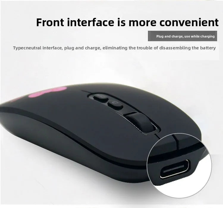 Cute cartoon character Hello kitty wireless Bluetooth dual-mode mouse Cute and fun rechargeable universal mouse Holiday gift