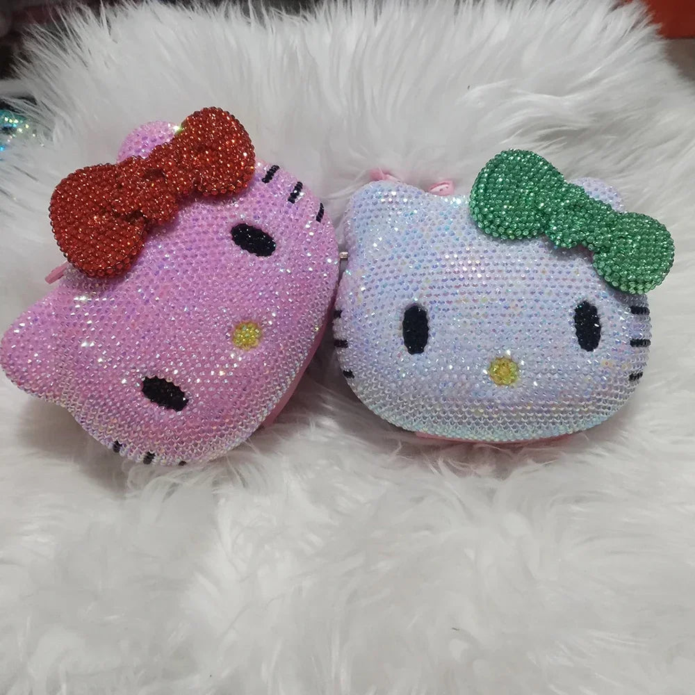 Hello Kitty Rhinestone Bling Leather Mini Bag – Cute Organizer for Earphones, Cables & Small Accessories