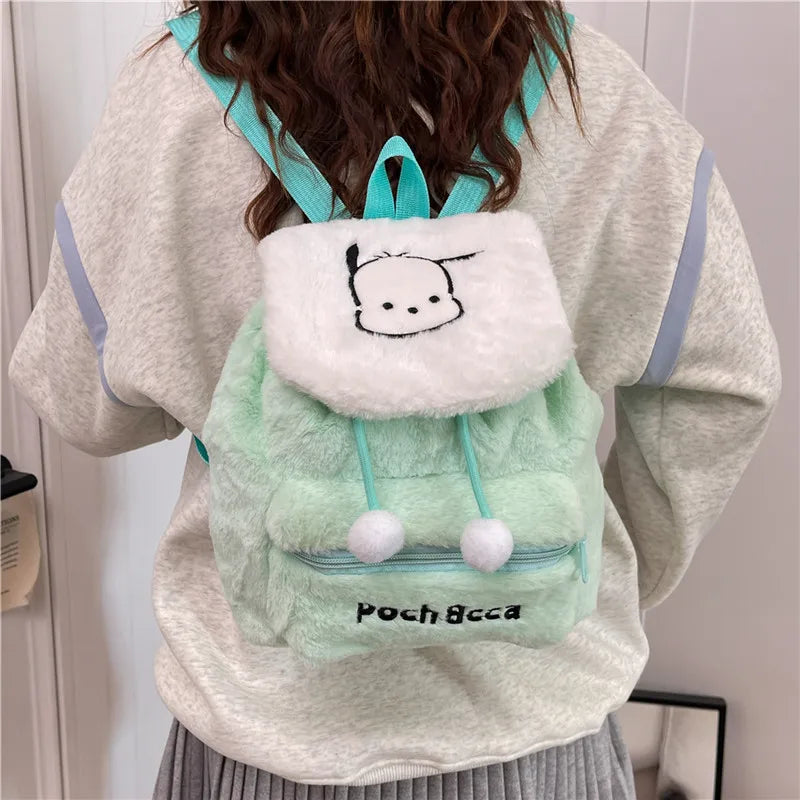 Sanrio Plush Backpack Cartoon Kuromi Melody Cute Backpack Female Sweet Backpack Doll Bag