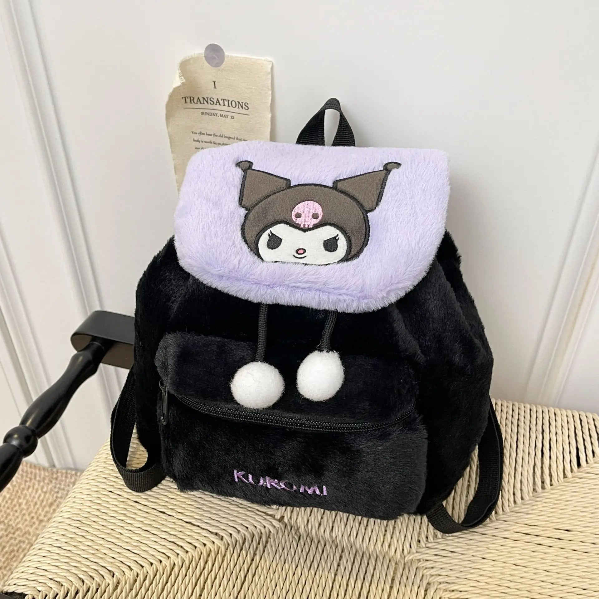 Sanrio Plush Backpack Cartoon Kuromi Melody Cute Backpack Female Sweet Backpack Doll Bag