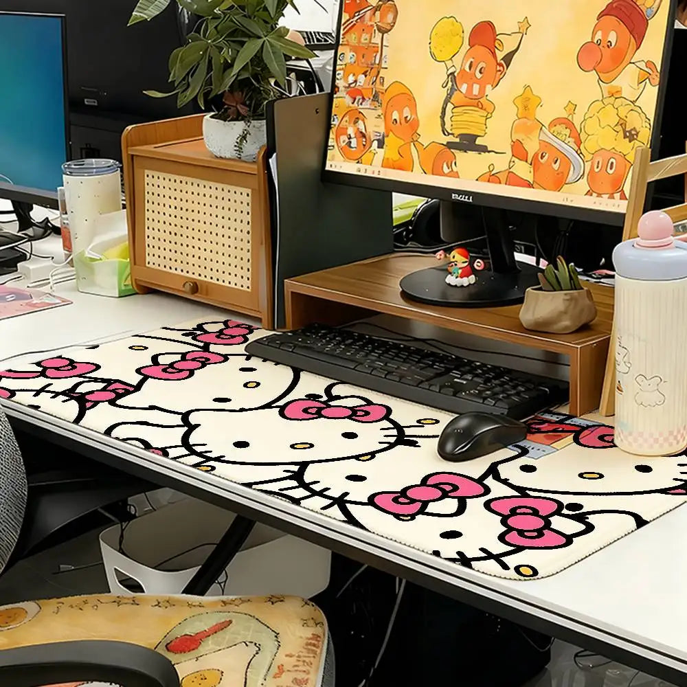 Kawaii Cartoon-H-hello-K-kittyS Cute Mouse Pad Computer Mat Deskpad Laptop Keyboard Mat Office Large Landscape Mousepad
