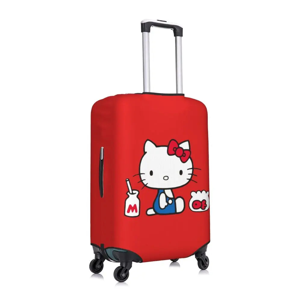 Custom Girls Kitten Classical Printing Luggage Cover Elastic Cute KT Cat Travel Suitcase Protective Covers Fits 18-32 Inch
