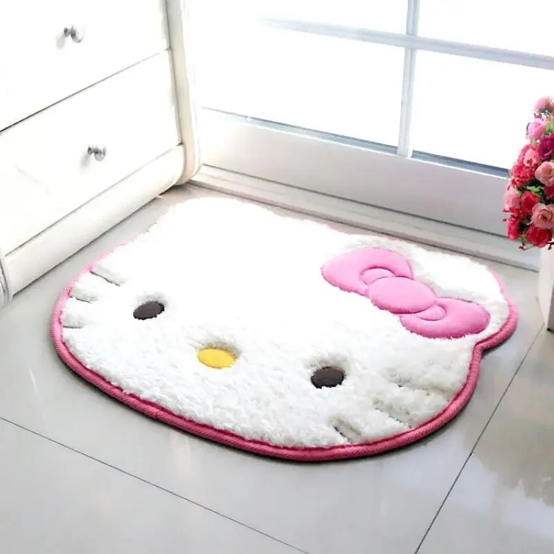 Kawaii Cat Plush Bathroom Rug – Soft Absorbent Non-Slip Doormat for Bedroom, Living Room & Home Decor