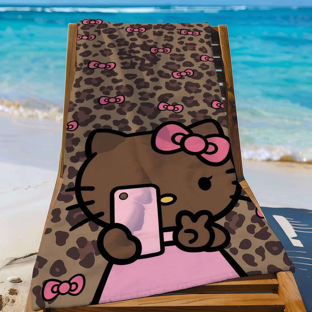 Sa H-HelloK-Kitty Leopard DarkSkinned Hottie Quick Drying Beach Towels Are Suitable For Swimming Pools Camping Yoga And The Gym