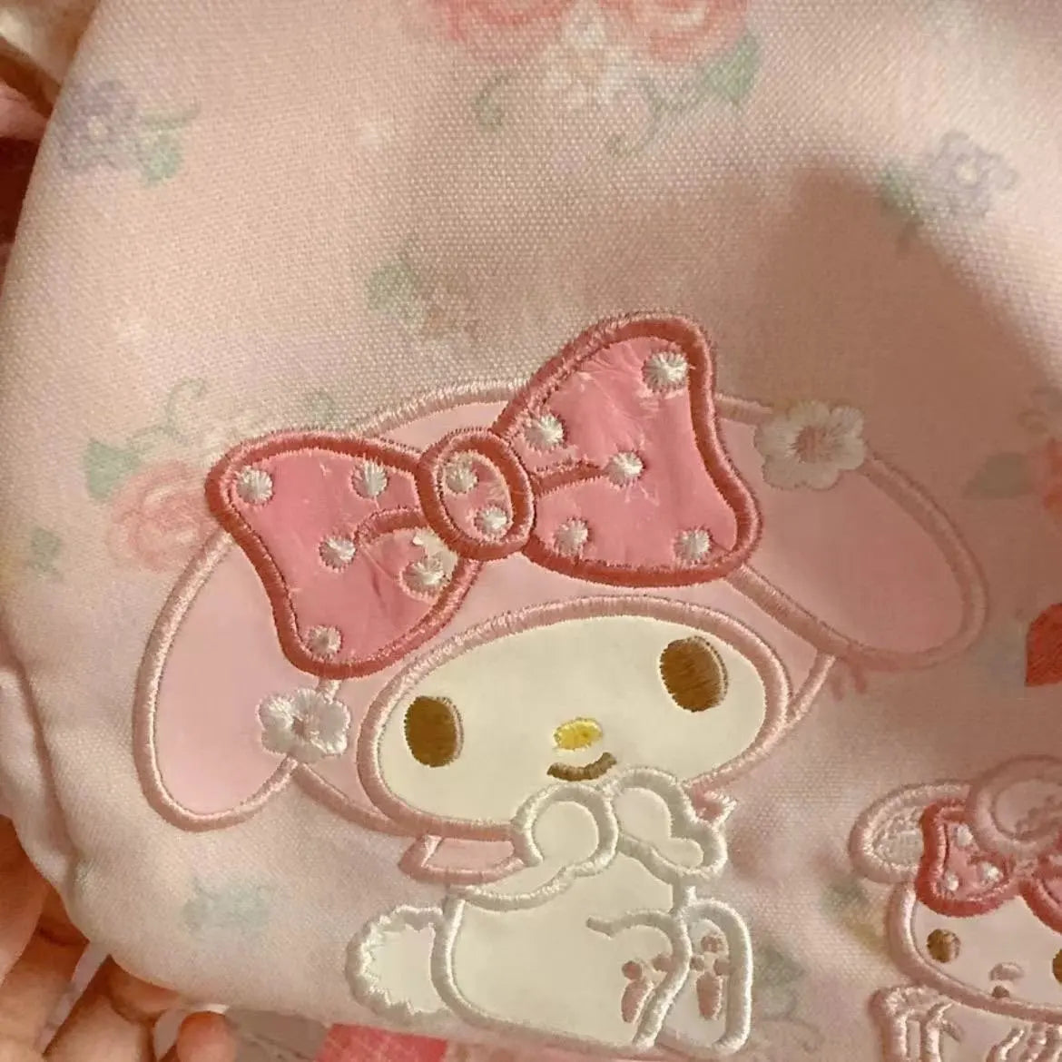 My Melody Floral Ruffle Lace Backpack – Cute Sanrio School Bag with Bow & Heart Details