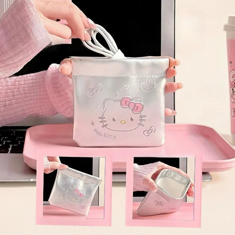 Hello Kitty Organizer Pouch – Portable Makeup, Earphone & Travel Storage Bag