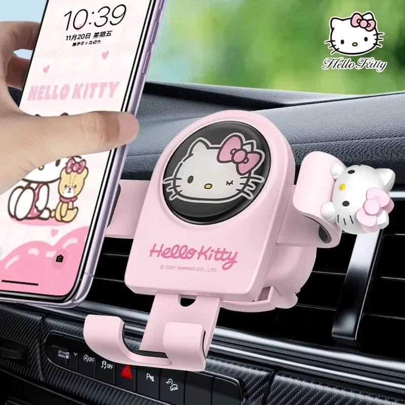 Hello Kitty Car Phone Mount with Aromatherapy Clip – Cute Air Vent & Suction Cup Holder for Navigation