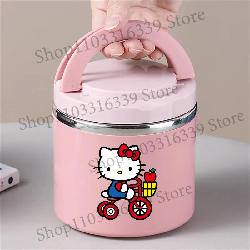 Sanrio HelloKitty Female Thermal Lunch Box Woman Bento Box Student Portable Food Container Cartoon Letter Printed Picnic Case