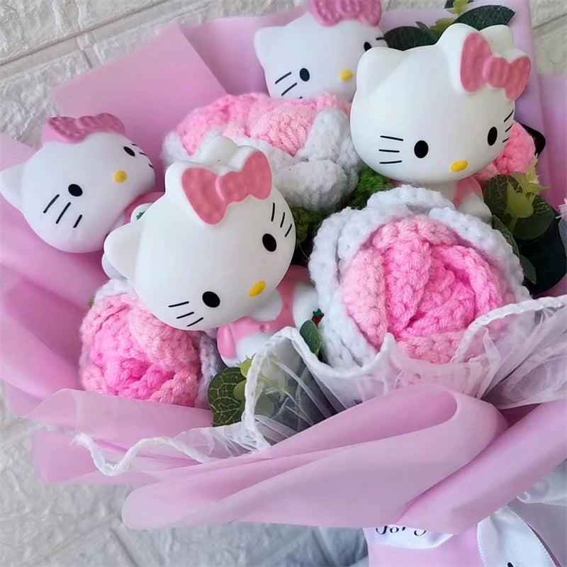 Hello Kitty Cartoon Plush Bouquet – Rose Flower Doll Arrangement for Home Decor & Gift (Valentine’s, Christmas & Wedding)