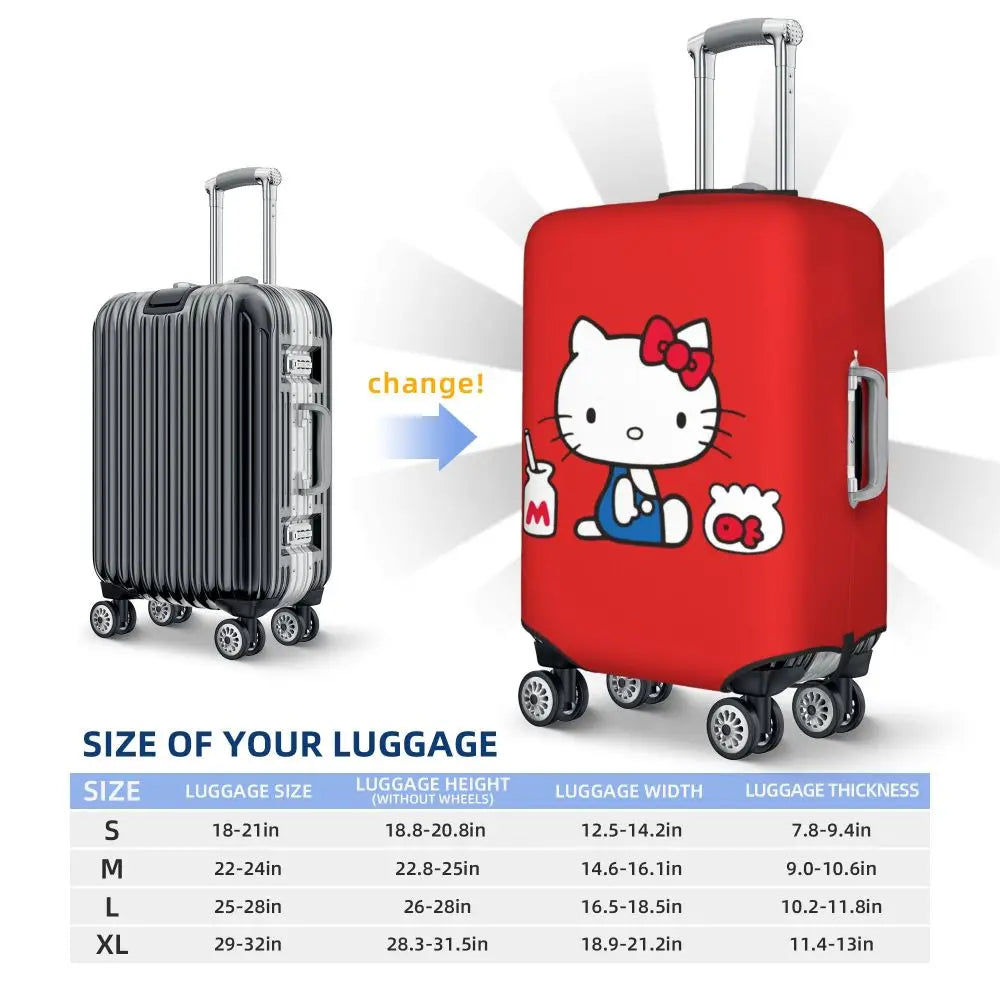 Custom Girls Kitten Classical Printing Luggage Cover Elastic Cute KT Cat Travel Suitcase Protective Covers Fits 18-32 Inch