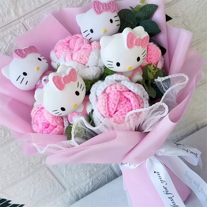 Hello Kitty Cartoon Plush Bouquet – Rose Flower Doll Arrangement for Home Decor & Gift (Valentine’s, Christmas & Wedding)