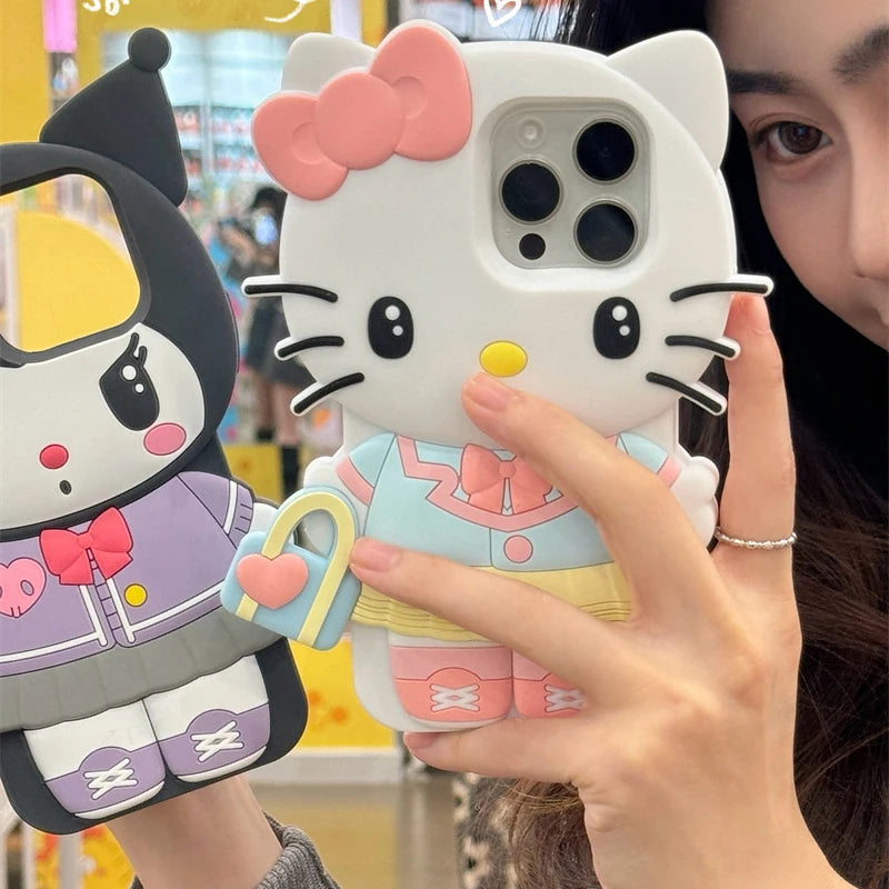 Handbag KT Kuromi For iPhone 17 16 15 14 13 12 11 Pro Max Silicone Soft Cover Case